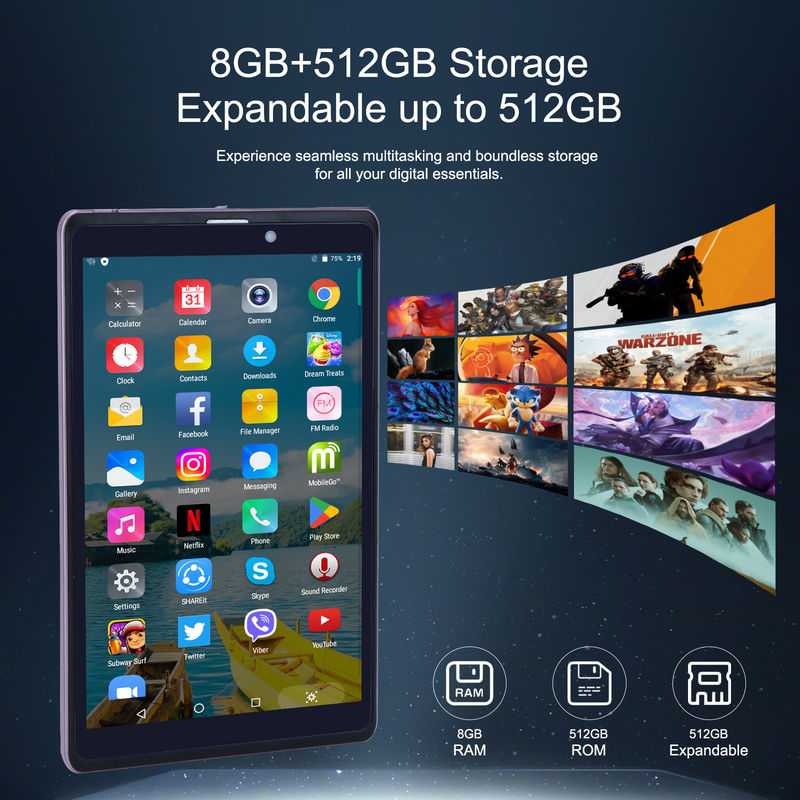 C idee 8 inch Android 12 Tablet 8000mAh Batterij 5+8MP Camera 8GB RAM 512GB ROM voor Onderwijs Leer CM818-roze