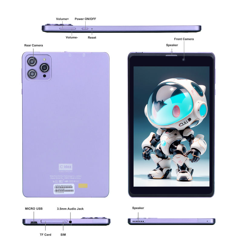 C Idea Portable 8 In Android Tablet PC 8 GB RAM 512 GB Android 12 Tablet IPS HD Display Quad Core CM818-Purple