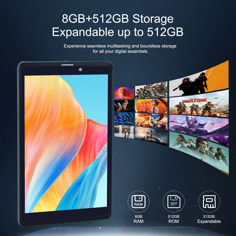 C idee Draagbare 8 inch Android Tablet PC Met Android 12 Quad Core CPU 8GB RAM 512GB opslag IPS HD Display CM818-Groen