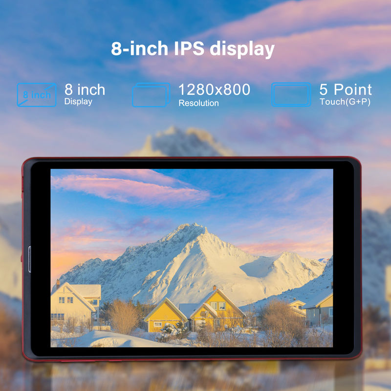 C idee 8 inch Android 12 Tablet 8GB RAM 512GB ROM 8000mAh Battery 5+8MP Camera voor studenten met SIM-ondersteuning CM818-rood