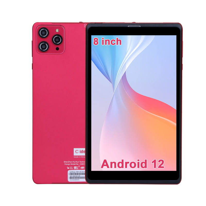 C idee 8 inch Android 12 Tablet 8GB RAM 512GB ROM 8000mAh Battery 5+8MP Camera voor studenten met SIM-ondersteuning CM818-rood