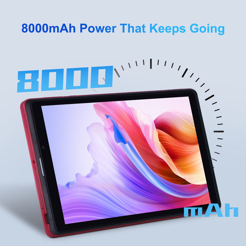 C idee 8 inch Android 12 Tablet 8GB RAM 512GB ROM 8000mAh Battery 5+8MP Camera voor studenten met SIM-ondersteuning CM818-rood