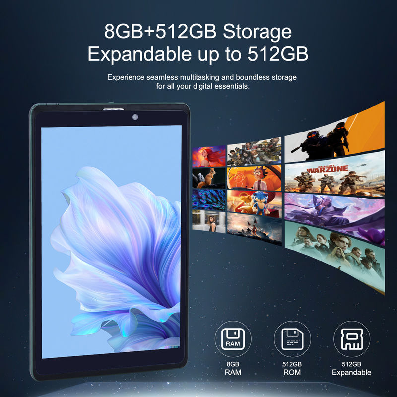 C idee 8 inch Android Tablet PC Met Android 12 OS Quad Core CPU 8GB RAM 512GB opslag IPS HD Display CM818-groen