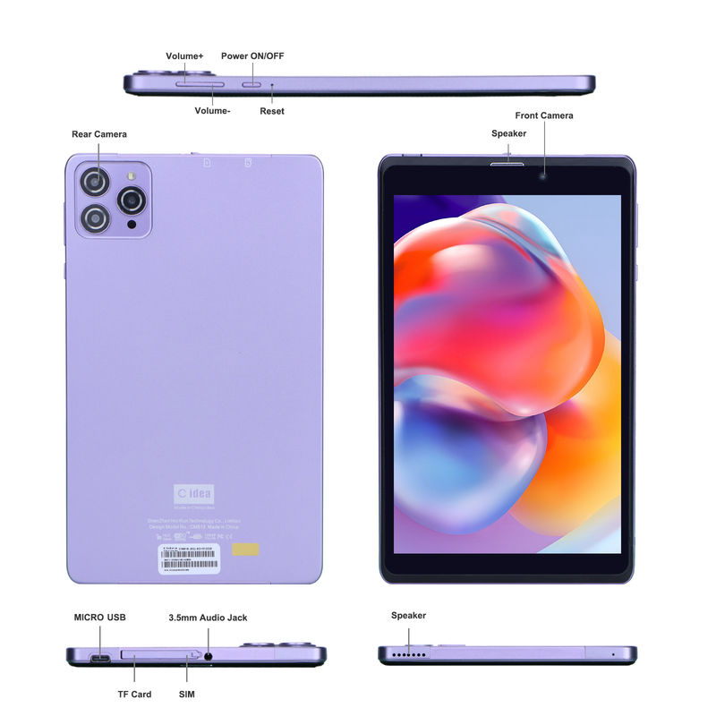 C Idea Portable 8 In Android Tablet PC 8 GB RAM 512 GB Android 12 Tablet IPS HD Display Quad Core CM818-Purple