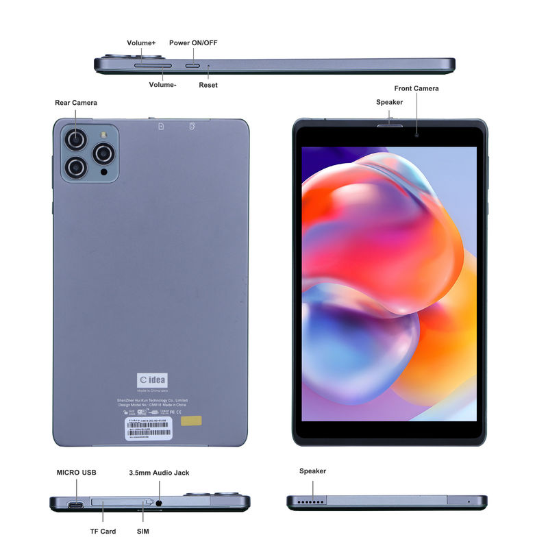 C idee Android Tablet PC Dual Camera 8 Inch 1280x800 IPS HD Display Android 12 Tablets voor studenten CM818-Grey