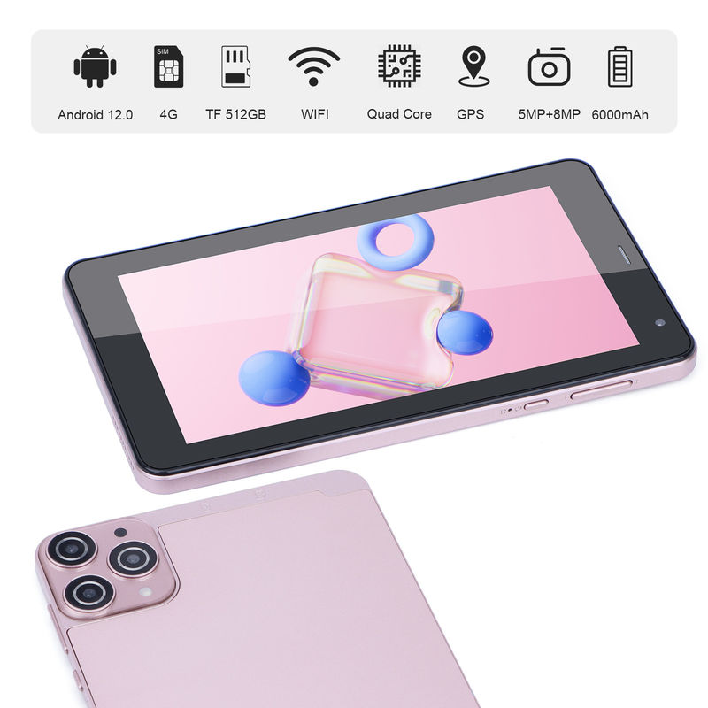 C idee 7 inch Android Smart Tablets 6+128GB Quad Core WiFi Tablet HD Touch Screen voor tieners CM515 ((Roze)