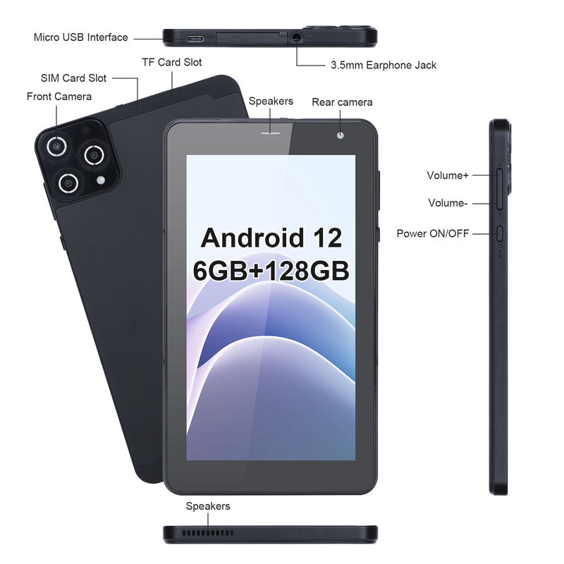 C Idea Android Tablets 6+128GB Quad Core 7 Inch Tablet PC Voor Studenten CM515 ((Zwart)