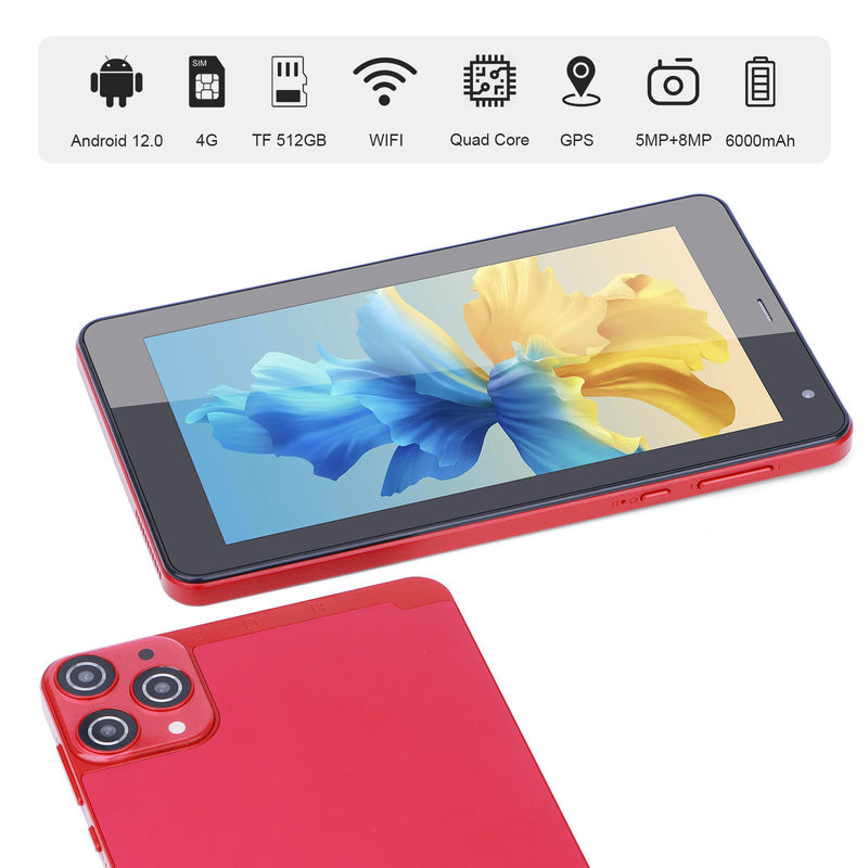 C Idea WiFi 5G Tablet 7 Inch Tablets 6+128GB Quad Core Touch Screen For Education CM515 ((Rode)