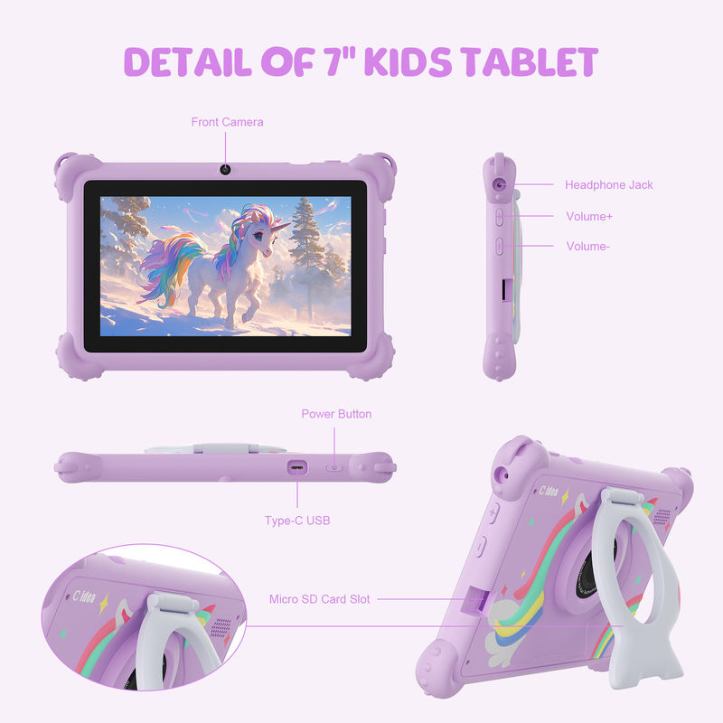 C idee 2024 Kids Tablet Ideaal Geschenk met Android 12 Educational Apps en Duurzame Hoes Tablet Kidspad CM88