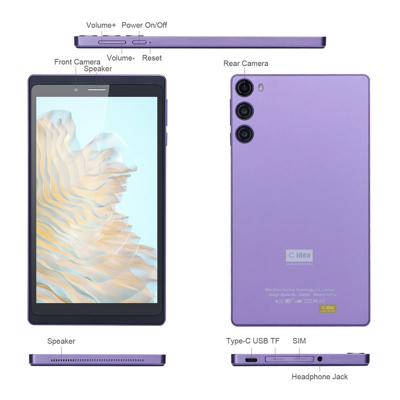 C Idea Draagbare 7 inch Smart Tablet PC Met Sim 6GB 128GB Onderwijs Voor School CM525 ((Purple)