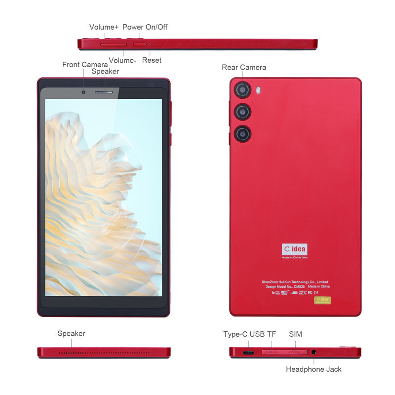 C Idea 7 Inch Tablet 512GB Met SIM Android Tablet PC Voor Studenten Leer CM525 Rood