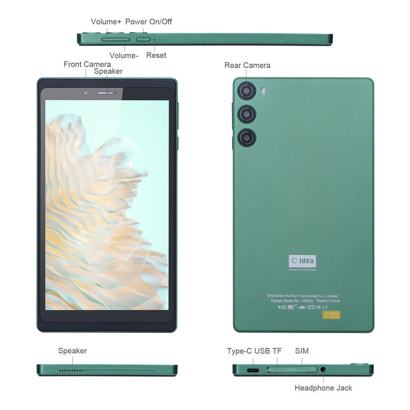 C Idea 7 inch 6GB+128GB IPS Scherm 5MP+8MP Android Tablet PC CM525 Groen