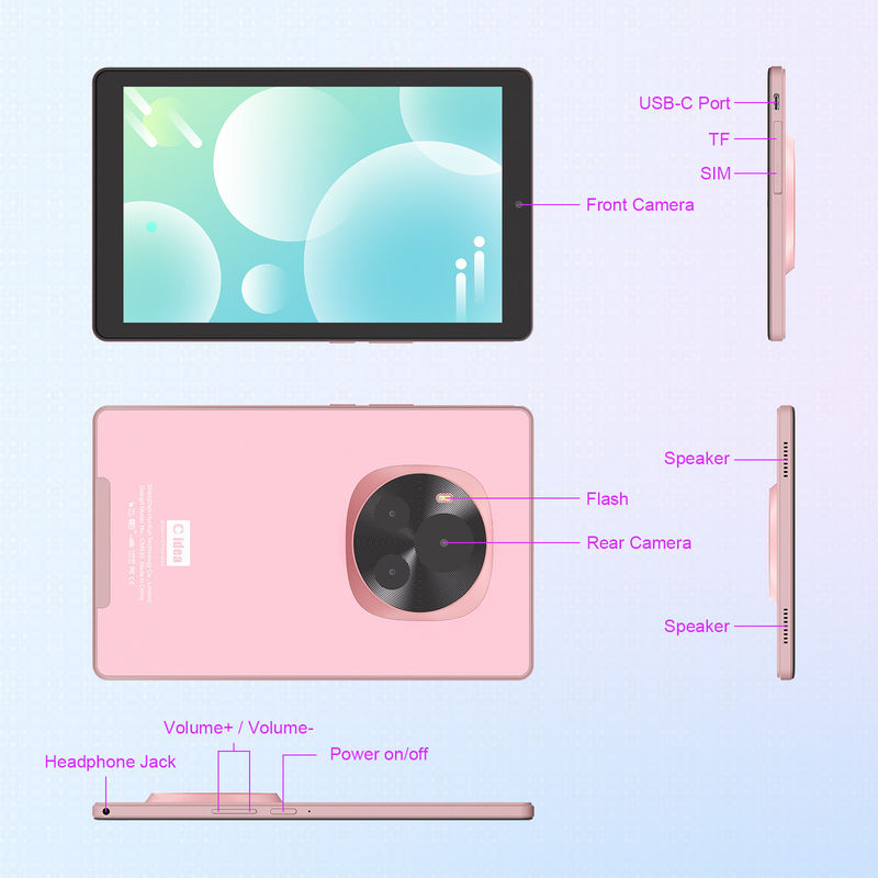 C idee Android Tablet 800x1280 IPS Scherm SIM Ondersteuning 9 inch Tablet PC Met Case CM935 roze