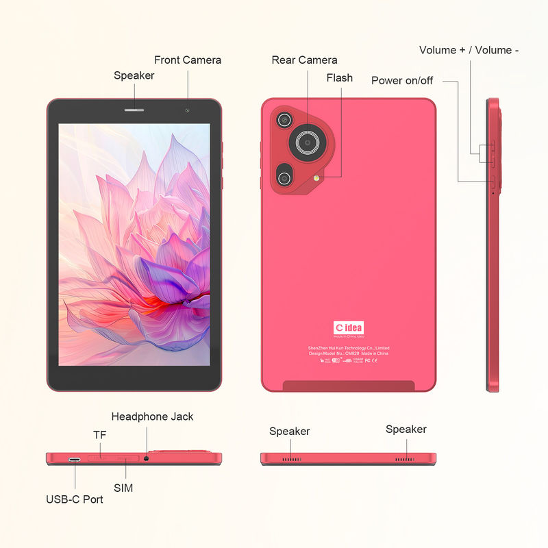 C Idea 5g Android Tablet 8+512gb 8 inch Tablet voor studenten met sim en wifi Cm828 Rood