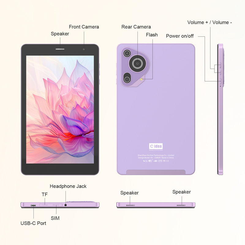 C Idea 8in Tablet Gaming Education Android Tablet Voor Studenten Met Sim En Wifi CM828 Purple