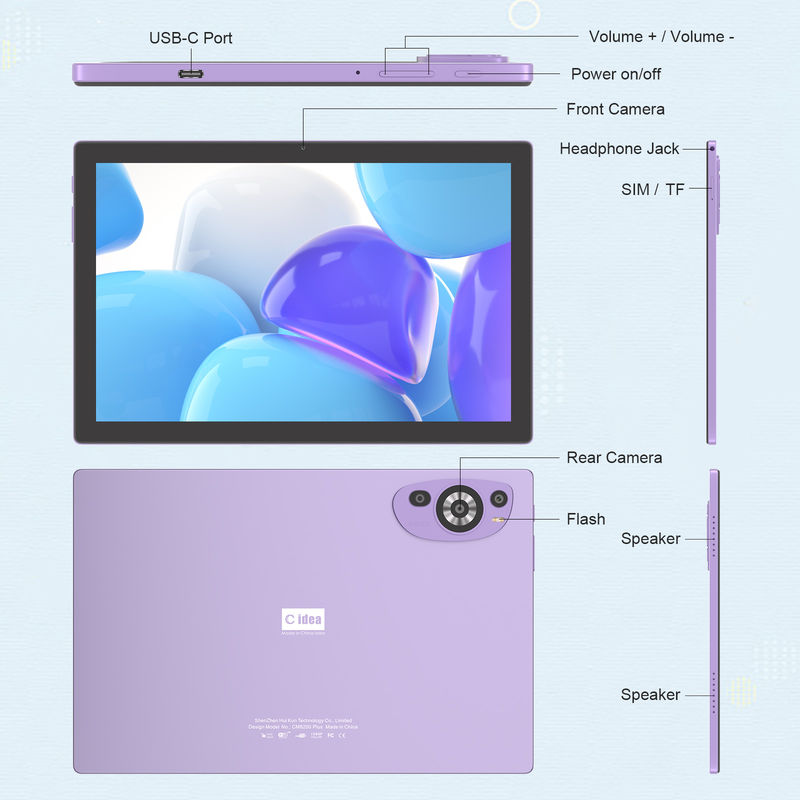 C Idea Android 14 Tab 512 GB Educational Tablet voor studenten met toetsenbord Cm8200plus paars