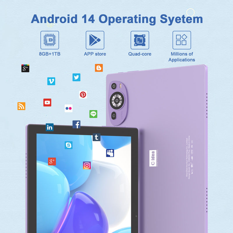 C Idea Android 14 Tab 512 GB Educational Tablet voor studenten met toetsenbord Cm8200plus paars