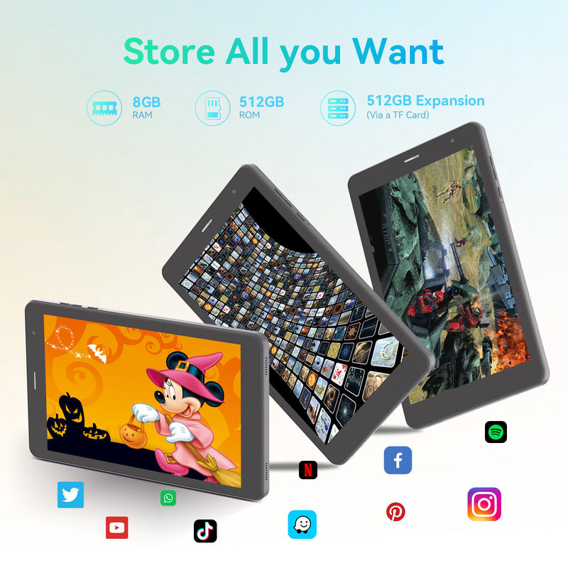 C Idea ODM 8 inch 8+512gb 8000mah 5+8MP Dual Camera Android Tablet PC Met Sim Voor Studenten CM828 Zwart