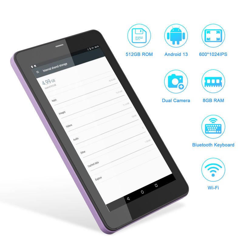 C Idea Android 13 Educational Tablet, 8+512GB, draagbare 7-inch tablet PC met Sim-ondersteuning CM518pro Purple