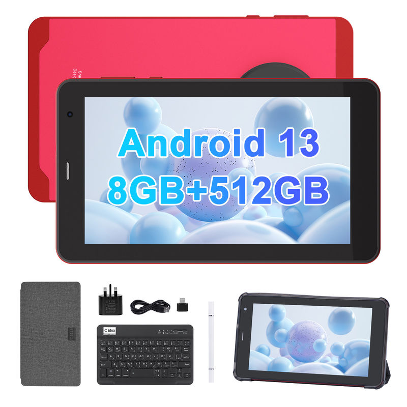 C Idea 7 inch Android 13 Tablet, Dual Camera, Sim Support, Touch Screen Tablets voor Studenten   CM518pro Rood