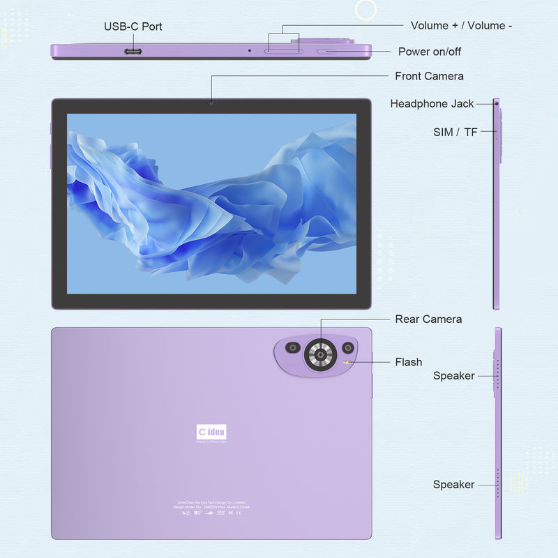 C Idea 10 inch 512 GB Android 14 Educational Tablet voor studenten met SIM CM8200Plus Purple