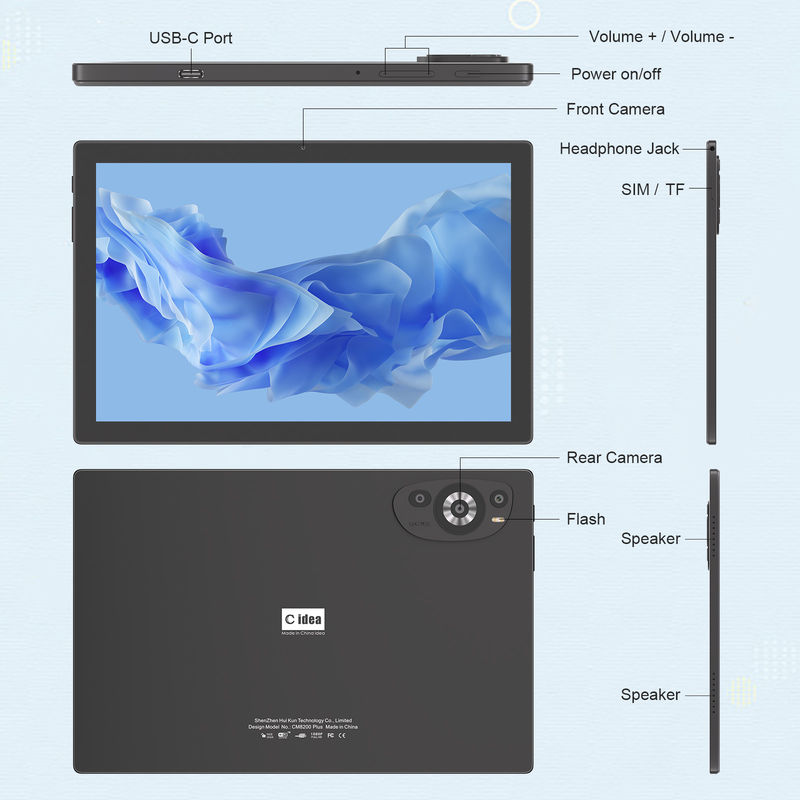 C Idea 10,1 inch 5G Tablet Met Sim Support Keyboard Educational Android Tablet Pc M8200 Plus Zwart