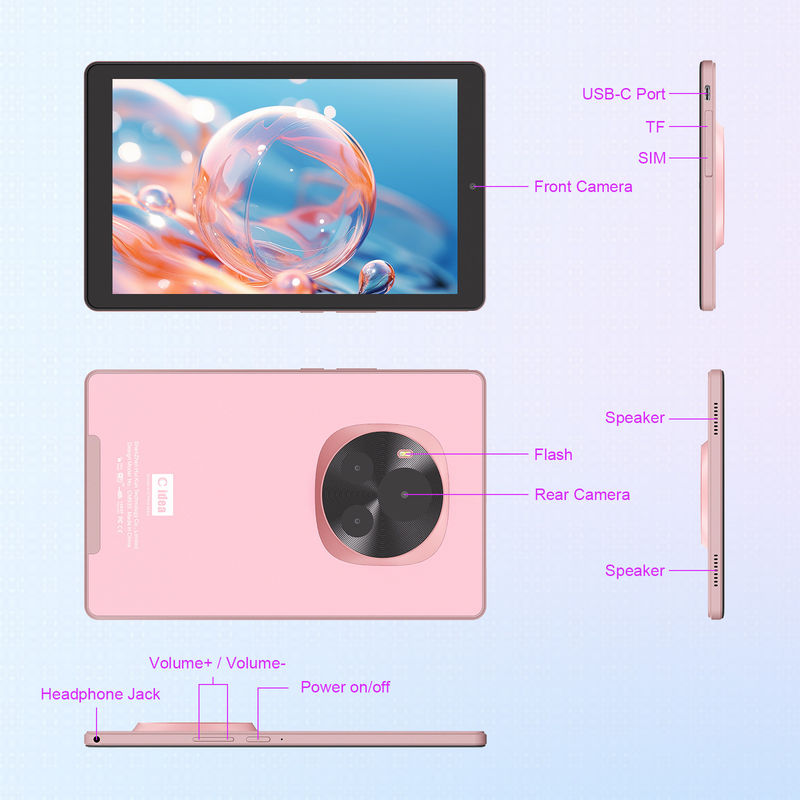 C idee Android Tablet 5G SIM Support 9 inch Tablet PC met hoes en pen CM935 roze