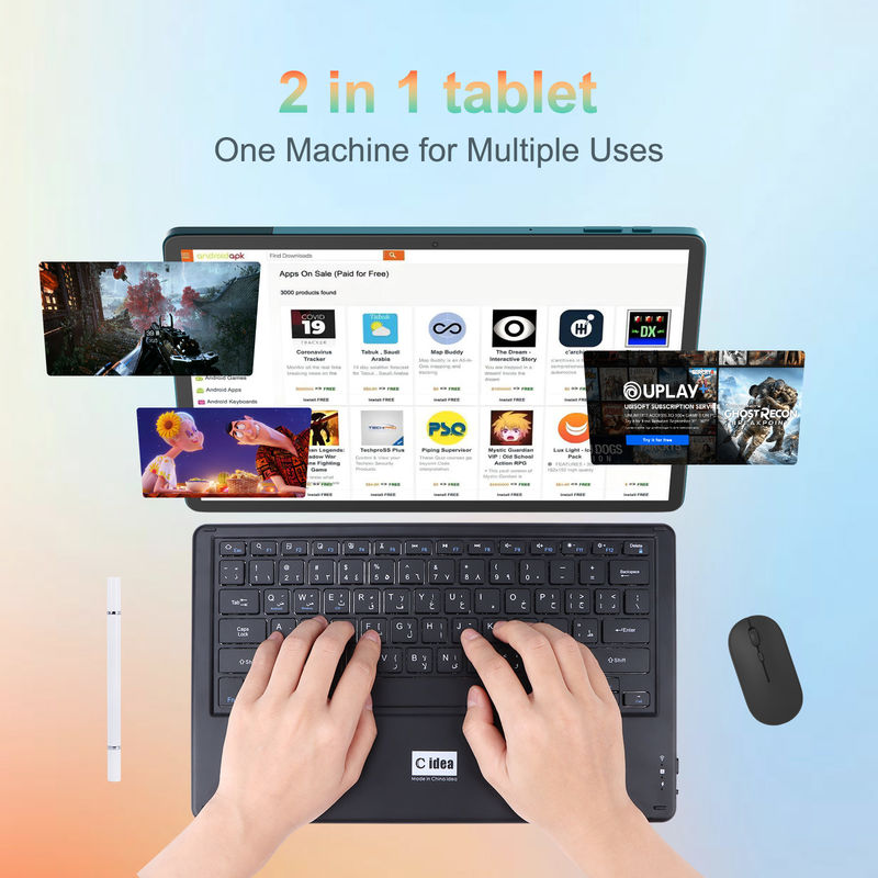 C Idea 14 Inch Tablet Grote opslag Smart Tablet PC met toetsenbord CM14000 plus blauw