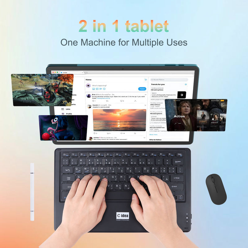 C Idea 14 Inch Tablet Grote batterij Smart Tablet PC met toetsenbord en muis CM14000 plus blauw