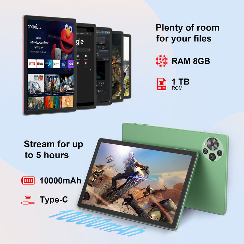C Idea Nieuwste 10,5 inch Android 14 Tablet PC 2k Touch Screen Tablet met SIM CM10500 Plus groen
