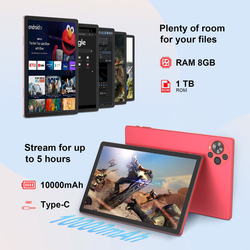 C Idea Android 14 Tablet 2k Screen Educational Tablet voor studenten met toetsenbord en muis CM10500 Plus Rood