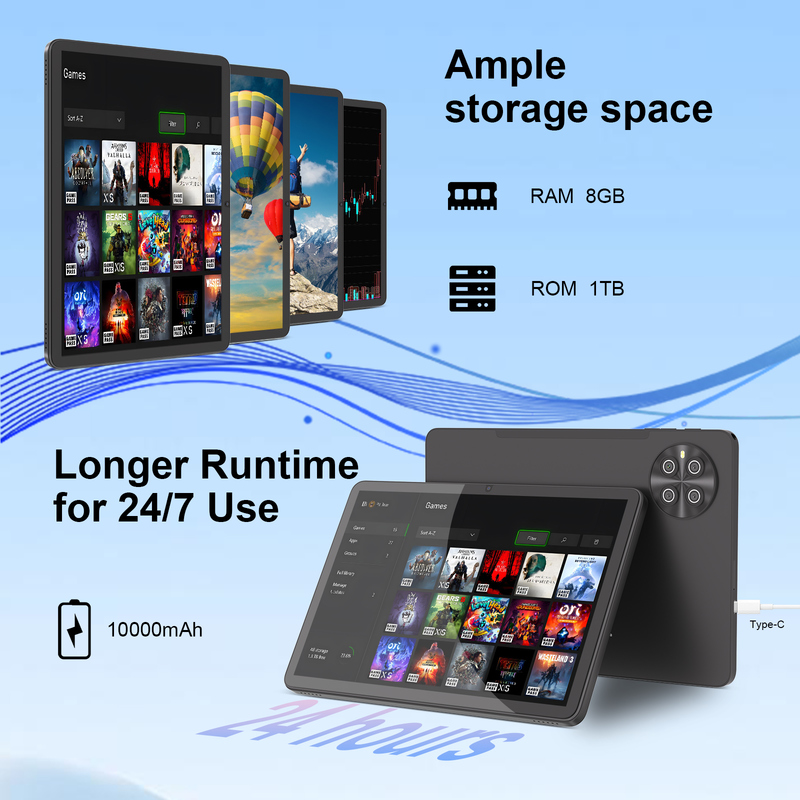 C Idea 10,1 inch Android 15 Tablet 8GB RAM 1TB ROM Model CM8800plus Zwart