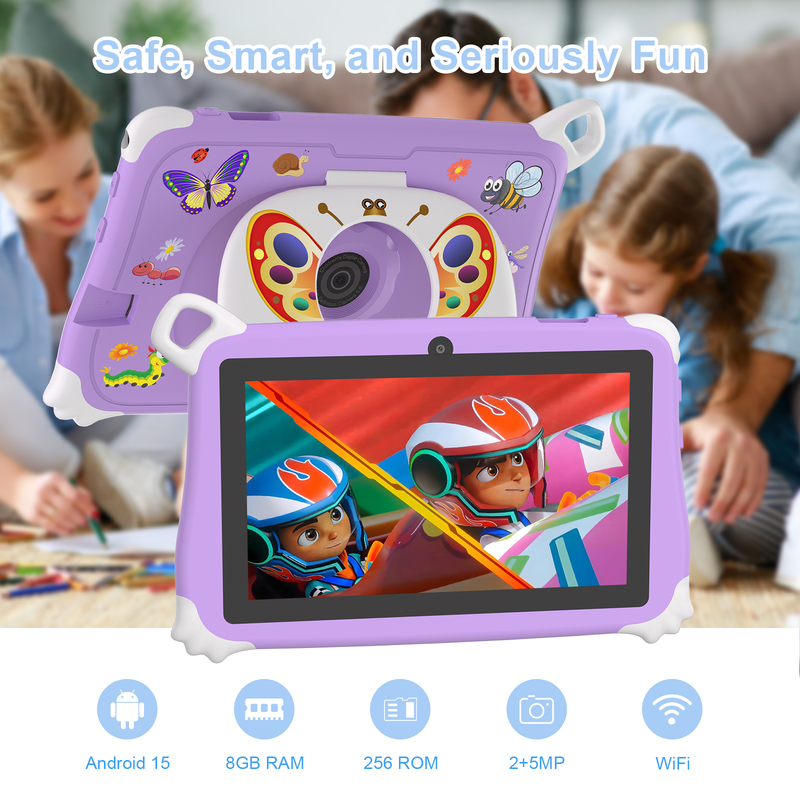 C Idea Android 15 Kids Tablet 8+256GB Educational Tablet Kidspad met vriendelijke APP CM86 paars
