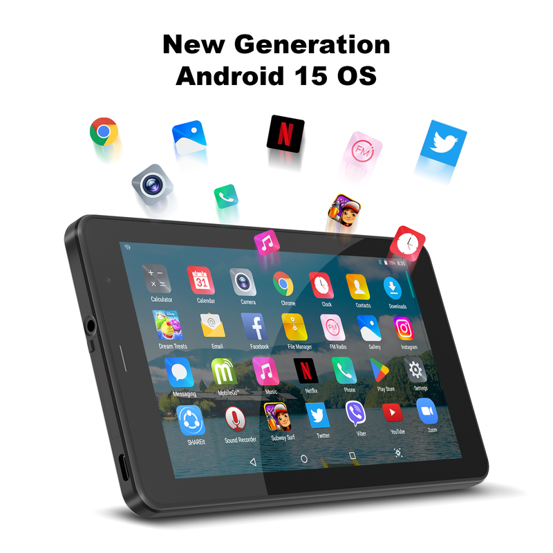 C idee 7 inch Wifi Tablet met Case 8+256GB Storage Quad Core Processor 600x1024 IPS Touchscreen CM516 zwart