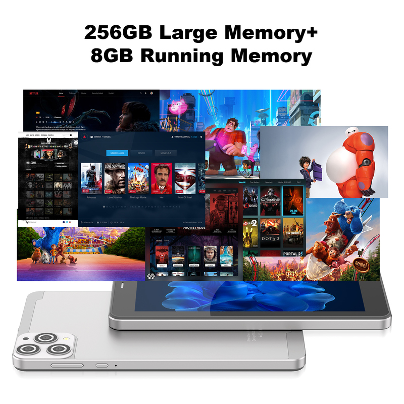 C idee 7 inch Wifi Tablet met Case 8+256GB Storage Quad Core Processor 600x1024 IPS Touchscreen CM516 zilver