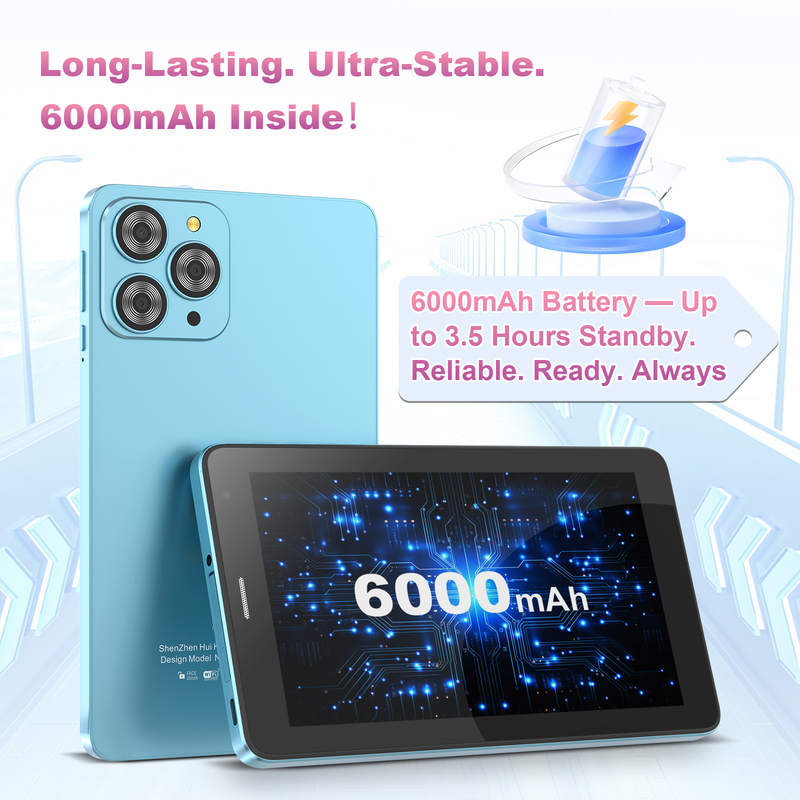 C idea 7 inch Wifi Tablet met Hoes 8+256GB Opslag Quad Core Processor 600x102e4 IPS Touchscreen CM517 blauw