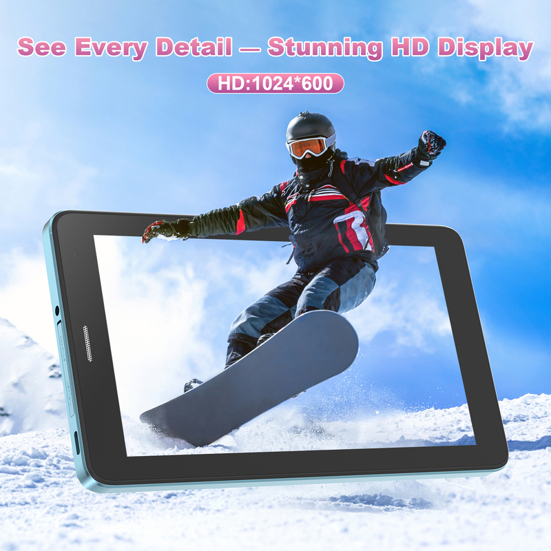 C idea 7 inch Wifi Tablet met Hoes 8+256GB Opslag Quad Core Processor 600x102e4 IPS Touchscreen CM517 blauw