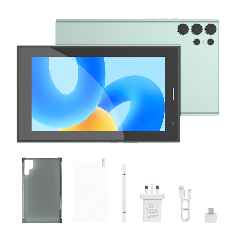 C idea 7 inch Wifi Tablet met hoes 8+256GB Opslag Quad Core Processor 600x1024 IPS Touchscreen CM524 groen