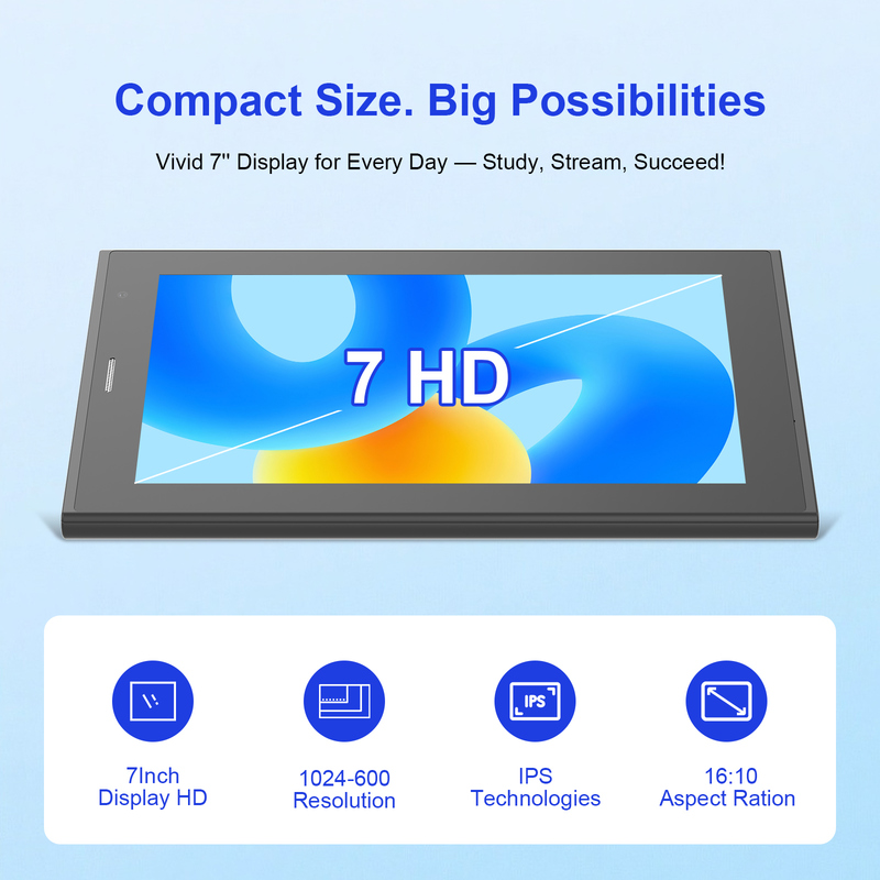 C idee 7 inch Wifi Tablet met Case 8+256GB Storage Quad Core Processor 600x1024 IPS Touchscreen CM524 zwart