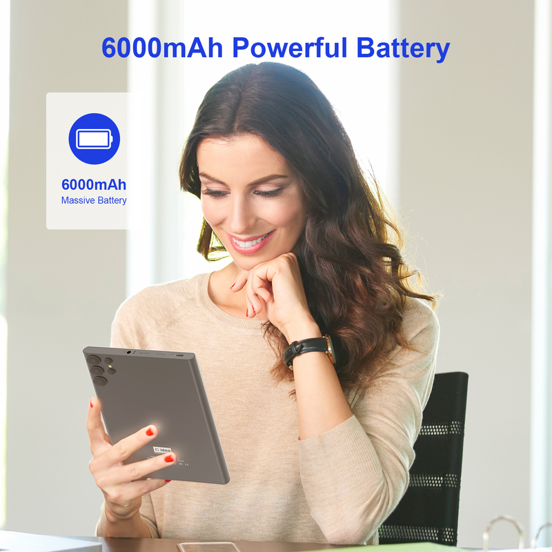 C idea 7 inch Wifi Tablet met Hoes 8+256GB Opslag Quad Core Processor 600x1024 IPS Touchscreen CM524 grijs