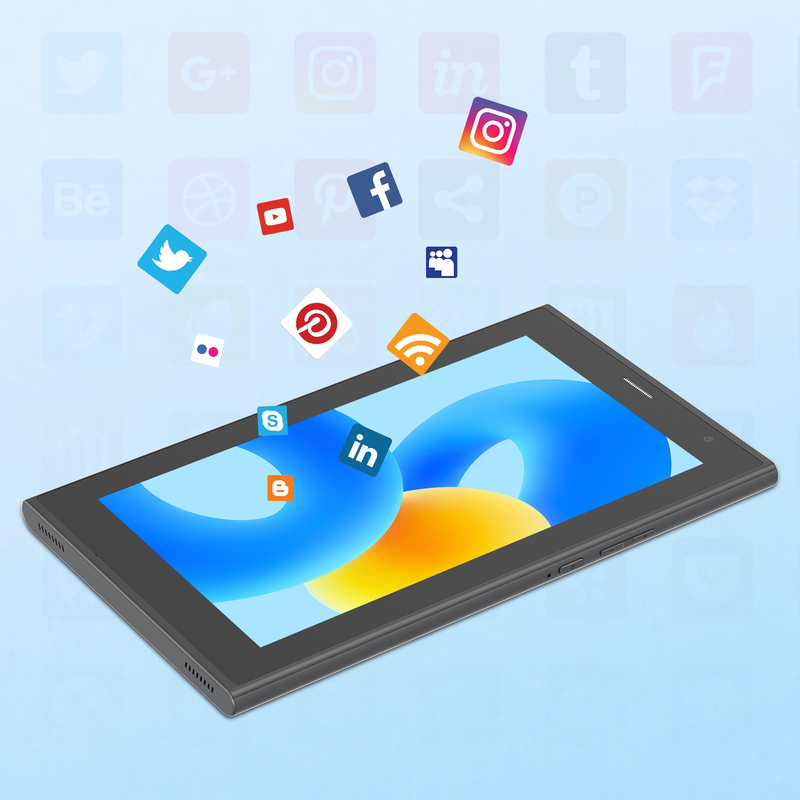 C idea 7 inch Wifi Tablet met Hoes 8+256GB Opslag Quad Core Processor 600x1024 IPS Touchscreen CM524 grijs