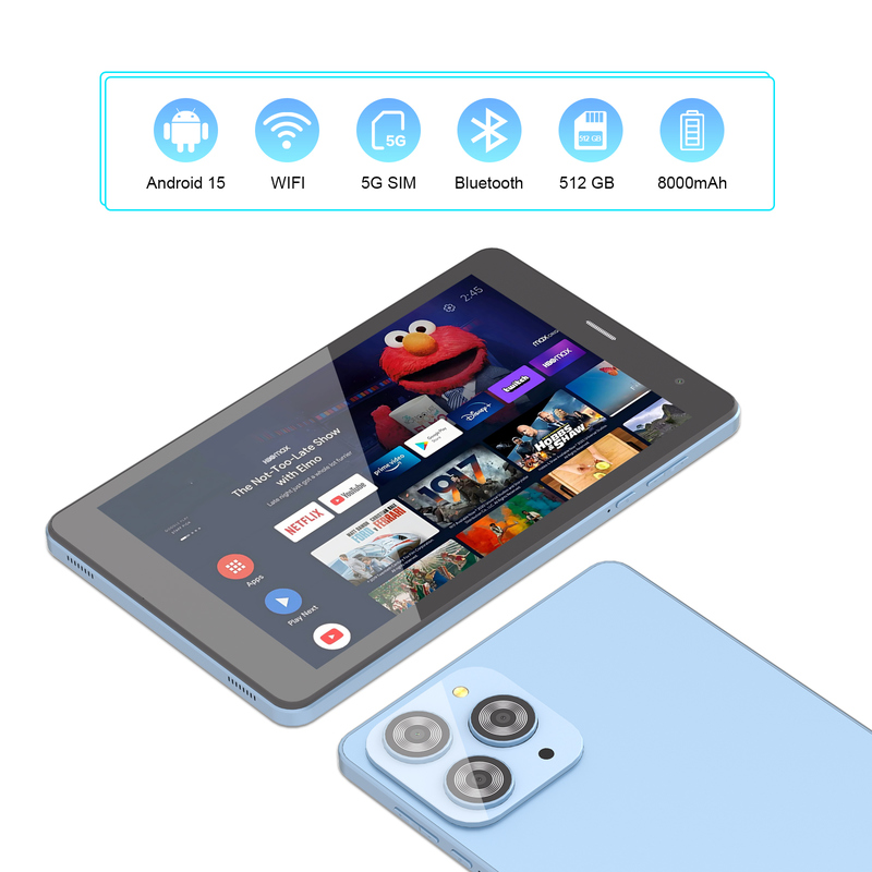 C idee 8 inch Wifi Tablet met 8+512GB opslag Quad Core Processor 800x1280 IPS Touchscreen blauw CM817 Pro