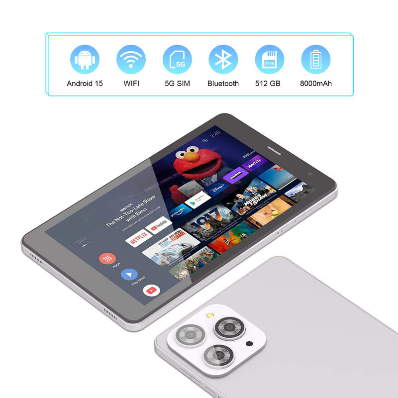 C idee 8 inch Wifi Tablet met 8+512GB opslag Quad Core Processor 800x1280 IPS Touchscreen sliver CM817 Pro