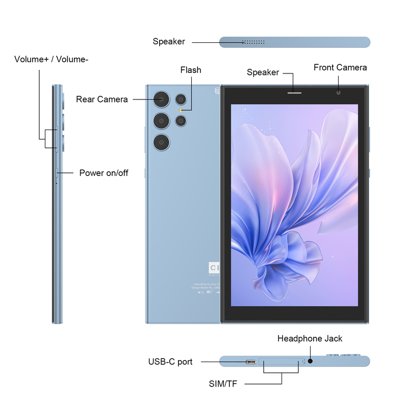 C idee 8 inch Wifi Tablet met 8+512GB opslag Quad Core Processor 800x1280 IPS Touchscreen blauw CM824