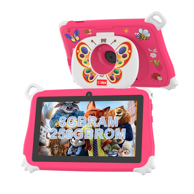 C Idea Android 15 Kindertablet 8+256GB Educatieve Tablet Kidspad met Vriendelijke APP CM86 roze