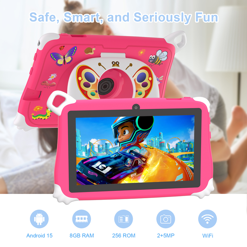 C Idea Android 15 Kindertablet 8+256GB Educatieve Tablet Kidspad met Vriendelijke APP CM86 roze