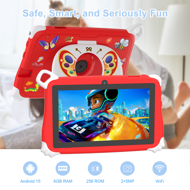C Idea Android 15 Kids Tablet 8+256GB Educational Tablet Kidspad met Vriendelijke APP CM86 rood