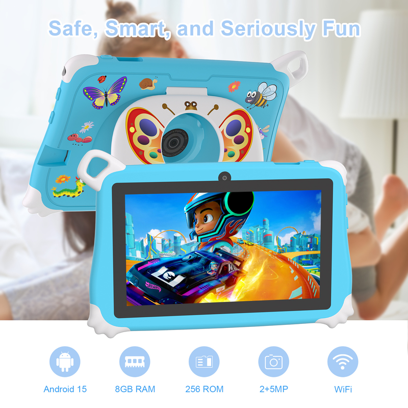 C Idea Android 15 Kindertablet 8+256GB Educatieve Tablet Kidspad met Vriendelijke APP CM86 blauw