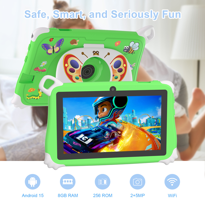 C Idea Android 15 Kindertablet 8+256GB Educatieve Tablet Kidspad met Vriendelijke APP CM86 groen