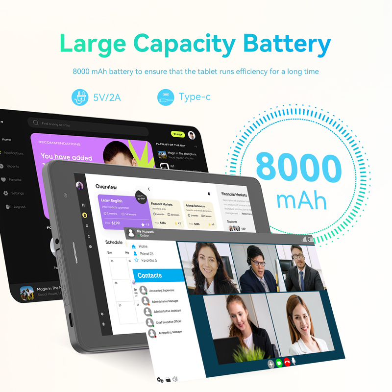 C idea Youth 8 inch Tablet Android 15 met Zwart Licht Scherm, WiFi, 8GB + 512GB, 800*1280 IPS incell CM828